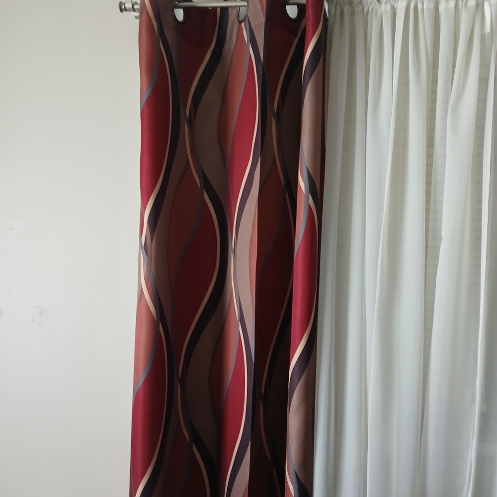 Elegant Red and Brown Curtains - Picture 2 of 3